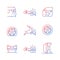 Common car crashes gradient linear vector icons set