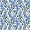 Common chicory flowers watercolor seamless pattern design