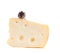Common house mouse (Mus musculus) on a large piece of cheese. Is