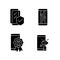 Common phone breakdowns black glyph icons set on white space