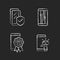 Common phone breakdowns chalk white icons set on dark background
