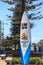 Commonwealth Games countdown clock shaped as a surfboard is four meters tall and stands at the beach end of Cavill Ave