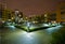 Communal garden at night