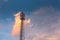 Communication Antenna Tower for Telecommunication Network Against Blue Sky Background on Sunrise. Technology Cellular and