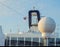 Communication antennas and other electronic equipment on the upper deck of the cruise liner MSC Meraviglia, October 7