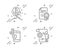Communication, Bitcoin project and Smile icons set. Settings blueprint sign. Vector