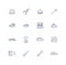 Communication center line icons collection. Hub, Nerve center, Nexus, Junction, Control, Conjuncture, Confluence vector