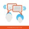 Communication. Chat, People Dialogue - Conversation - Concept Icon, Flat Design and Thin Line Style Vector Illustration