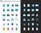Communication device icons light and dark theme