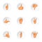 Communication gestures icons set, cartoon style