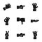 Communication gestures icons set, simple style