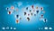 Communication global networking concept.Group of business people or friends who are connected in the network. World map background