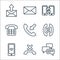 communication line icons. linear set. quality vector line set such as messages, missed call, smartphone, interaction,