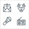 communication line icons. linear set. quality vector line set such as radio, microphone, group