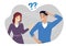 Communication problems between men and women Couples felt disagreed or quarreled. Flat style cartoon illustration vector