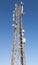 Communication radio tower with devices
