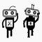 Communication robots with speech bubble editable icon