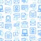 Communication seamless pattern with thin line icons: email, phone, chat, contacts, comment, inbox, translator, presentation,