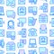 Communication seamless pattern with thin line icons: email, phone, chat, contacts, comment, inbox, translator, presentation,