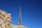 Communication, telecommunication and television antennas, positioned between the rocks of the mountains at the top