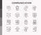 Communication thin line icons set: email, phone, chat, contacts, comment, inbox, translator,presentation, message, screen share,