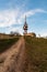 Communication tower on Devin hill in Palava mountains in Czech republic