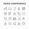 Communication by video conference icon design. Video call conference technology vector icons