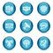 Communication web icons, blue glossy sphere series