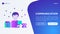 Communication web page template: man with speech bubble, inbox e-mail, telephone. Flat gradient style. Modern vector illustration