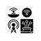 Communications infrastructure black glyph icon