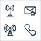 communications line icons. linear set. quality vector line set such as call, locked