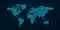 Communications network map of world Blue map Dark blue background