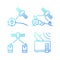 Communications satellites gradient linear vector icons set