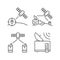 Communications satellites linear icons set