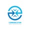 Communiction business logo design. Abstract arrows in circle - creative logo sign. Development strategy logo symbol.