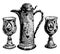 Communion Cups and Wine Flagon vintage illustration