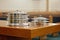 Communion Trays on Table in Empty Church Auditorium