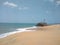 communist flag floating in the wind blue sky background, Pozhikkara beach Kollam Kerala