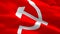 Communist flag waving in wind video footage Full HD. Realistic Communist Flag background. Soviet Union Flag Looping Closeup 1080p