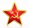 Communist symbols hammer and sickle on red star. 3D illustration