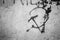 Communistic symbol: Grungy hammer and sickle graffiti on and old wall