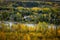 The community of Bowness surrounded by trees in autumn colours in Calgary Alberta Canada