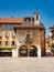 Community building -Palazzo della Comunitta- in Motta square -Piazza Motta-in the village of Orta San Giulio in Lake Orta Italy