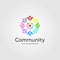 Community charity people flower colorful logo illustration design