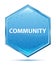 Community crystal blue hexagon button