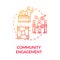 Community engagement red gradient concept icon
