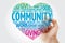 Community heart word cloud with marker, social concept