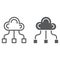 Community line and glyph icon, game and team, cloud sign, vector graphics, a linear pattern on a white background.