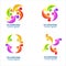 Community Logo For Leadership Design With Colorful Circle Society Style Concept. Teamwork Logo Company with Modern Shape and