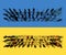 Community  of people forming the minus equal on Ukrainian flag